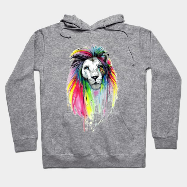 Watercolor Lion Painting Hoodie by BadDesignCo